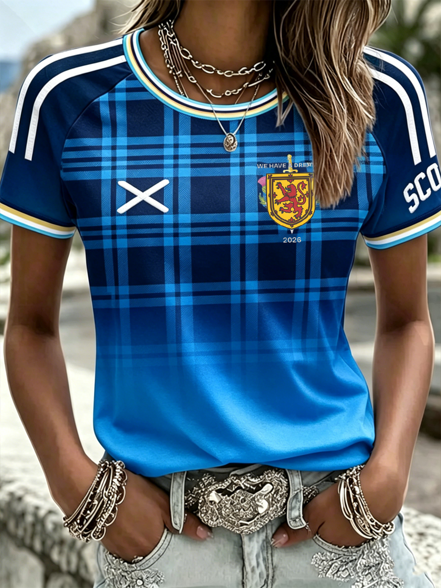 Women's UK Football Lover Scotland Printed round neck short sleeve T-shirt 03
