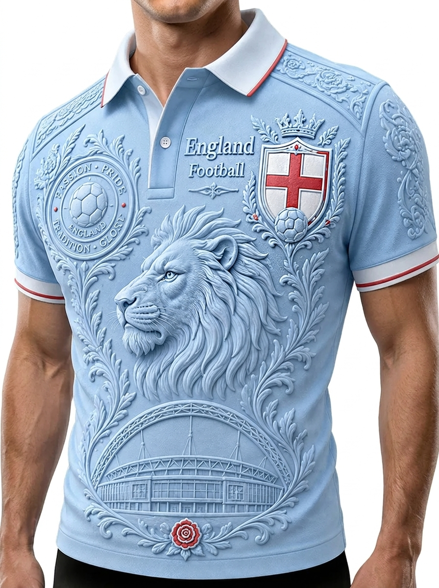 Retro England Football Fan Art Print Casual Jersey