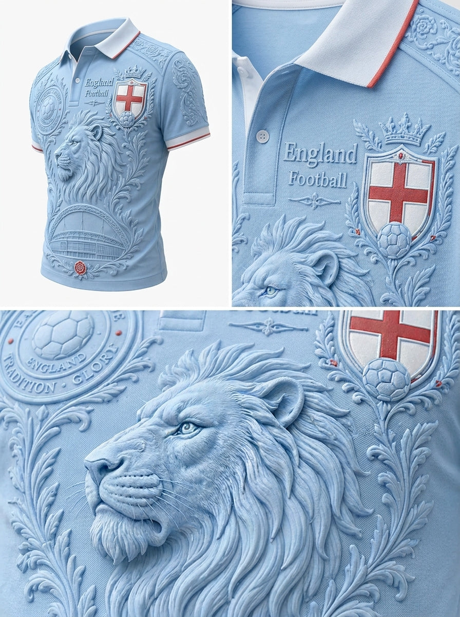Retro England Football Fan Art Print Casual Jersey