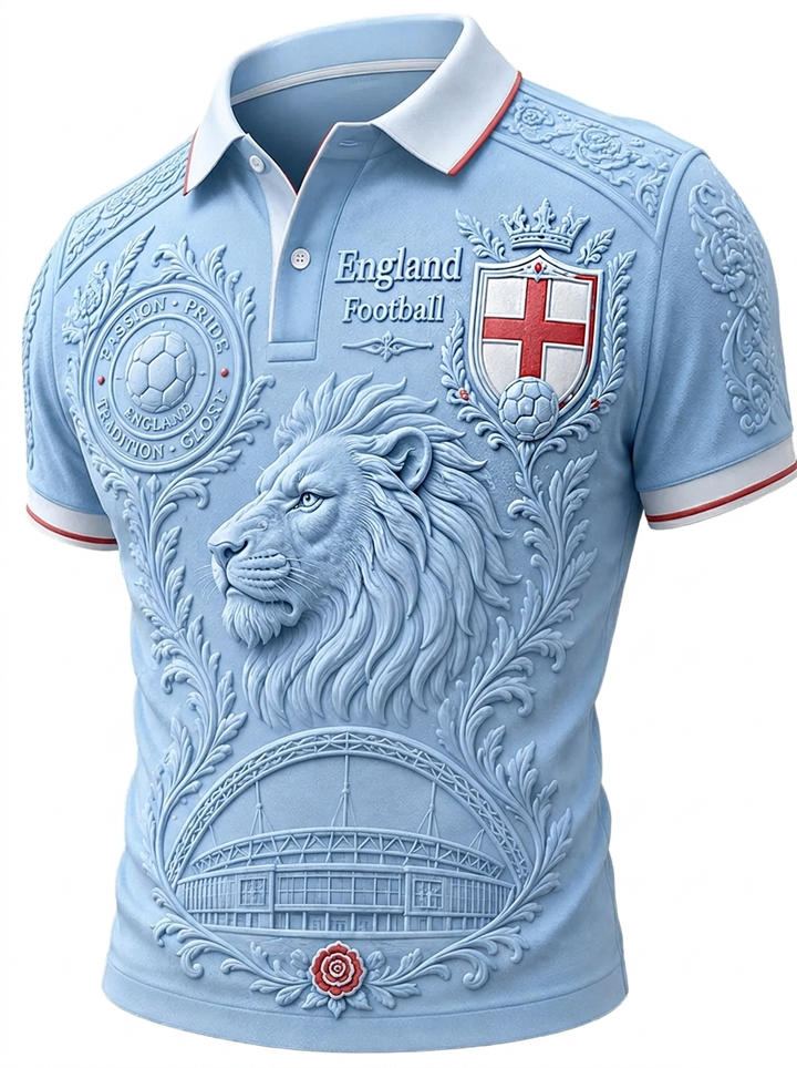 Retro England Football Fan Art Print Casual Jersey