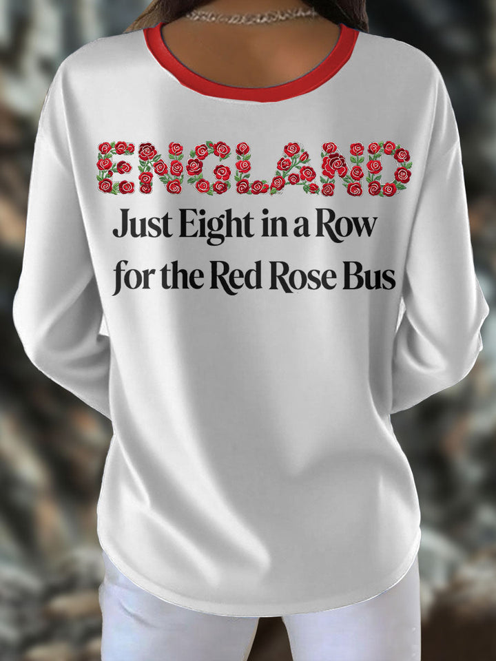 Women's England Rugby Lover Roses Art Printed T-Shirt