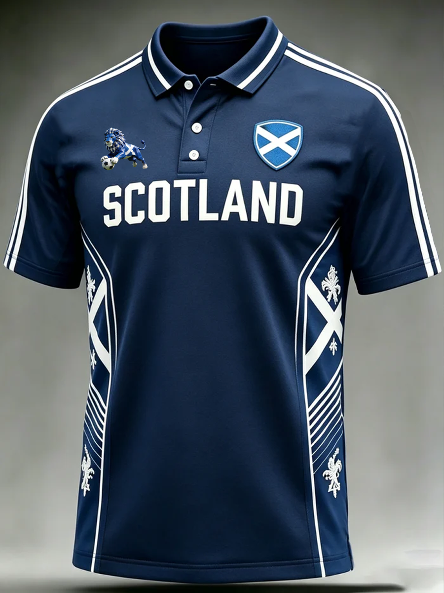 Men's UK Football Lover Scotland Printed three buttons shoulder sleeve