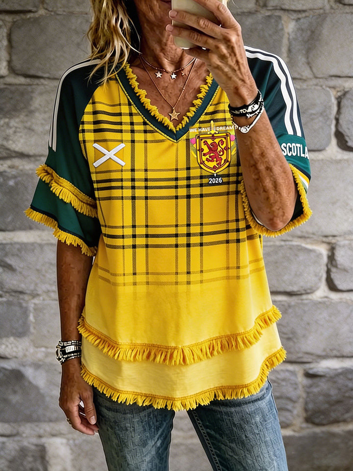 Women's Scotland Football Lover Green Faith Printed Linen Tops