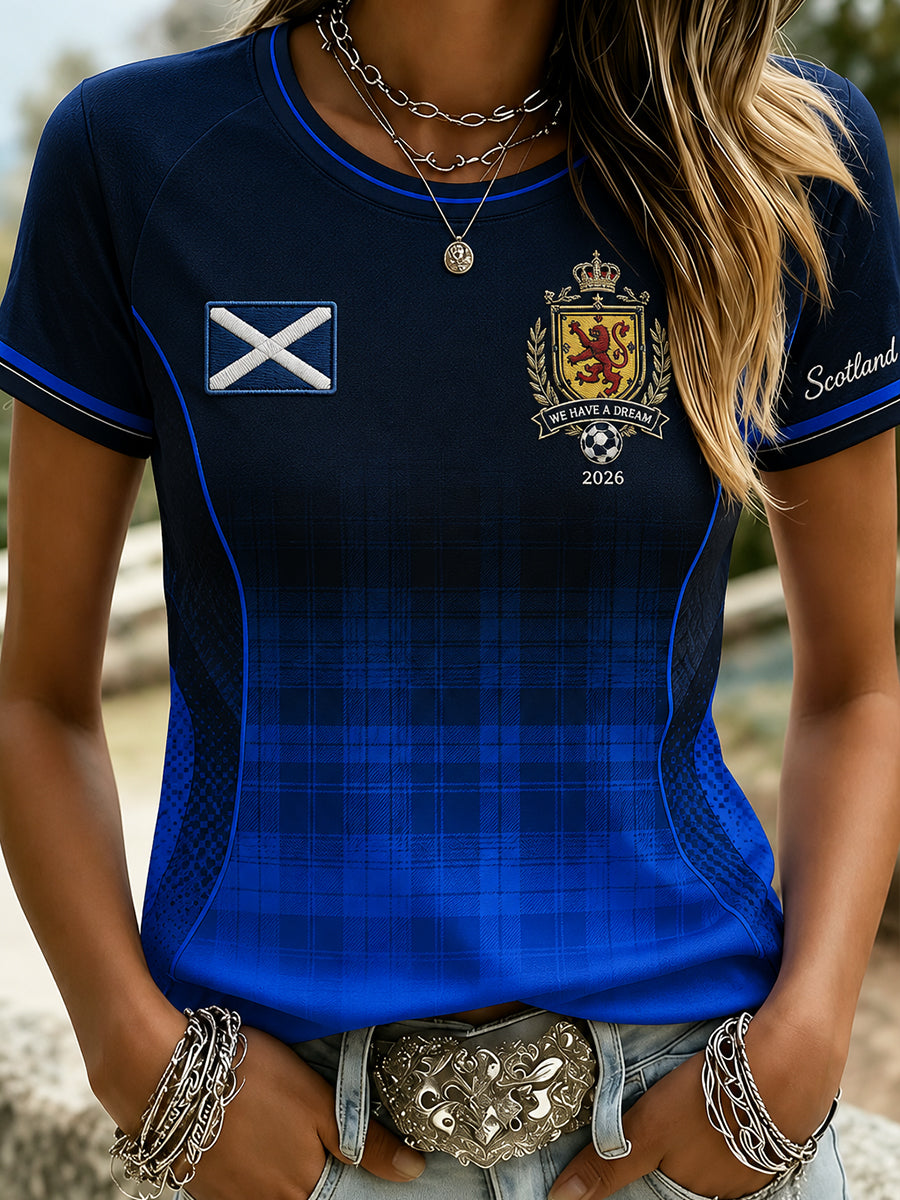 Women's Scotland Football Round Neck Short Sleeve T-Shirt